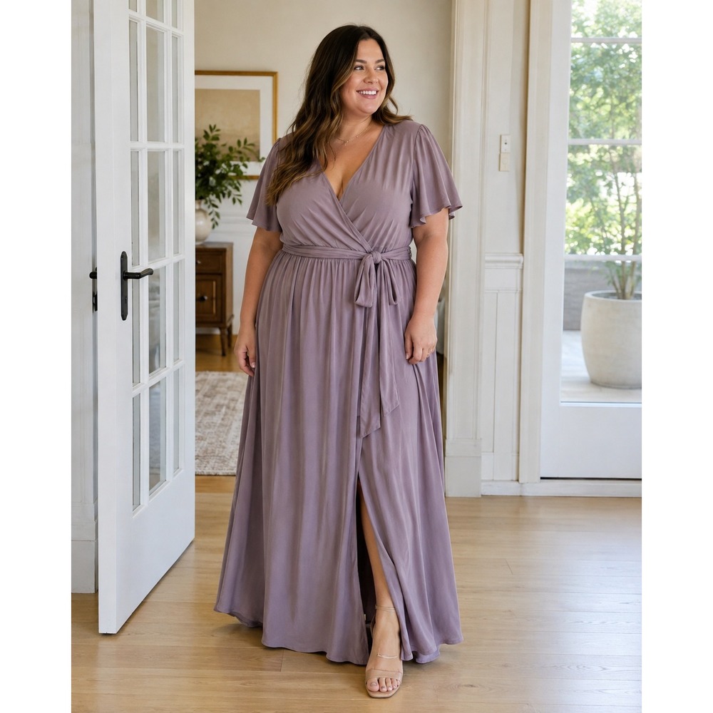 Baltic Born Katya Ruffle Maxi Dress Dusty Mauve Plus Size 3XL DM1963